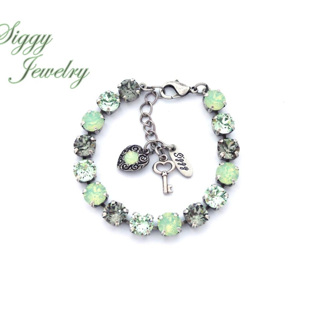 Swarovski Crystal Green and Black Diamond Bracelet